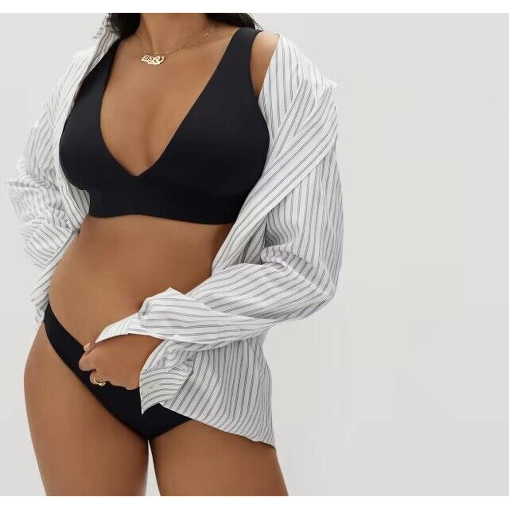 NWT Everlane Womens Bikini Size Small‎ Bikini Bottom Triangle Bikini Top Black